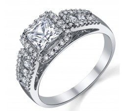 Classic 1 Carat Princess Diamond Engagement Ring in 14k White Gold