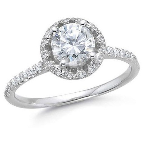 1 Carat Round Diamond Engagement Ring in 14k White Gold - JeenJewels