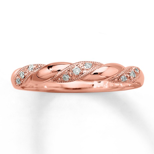 Inexpensive Round Diamond Wedding Ring Band in Rose Gold - JeenJewels