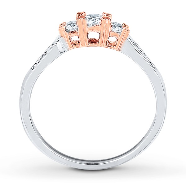 Inexpensive 1/2 Carat Round Diamond Engagement Ring in White and Rose ...