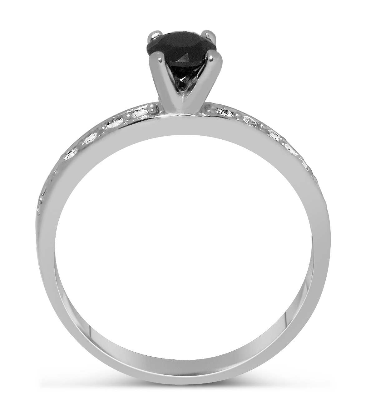 1 Carat Unique Black and White Round Diamond Engagement Ring in White ...