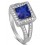 Designer 2 Carat Princess cut Blue Sapphire and Diamond Halo Engagement Ring in White Gold