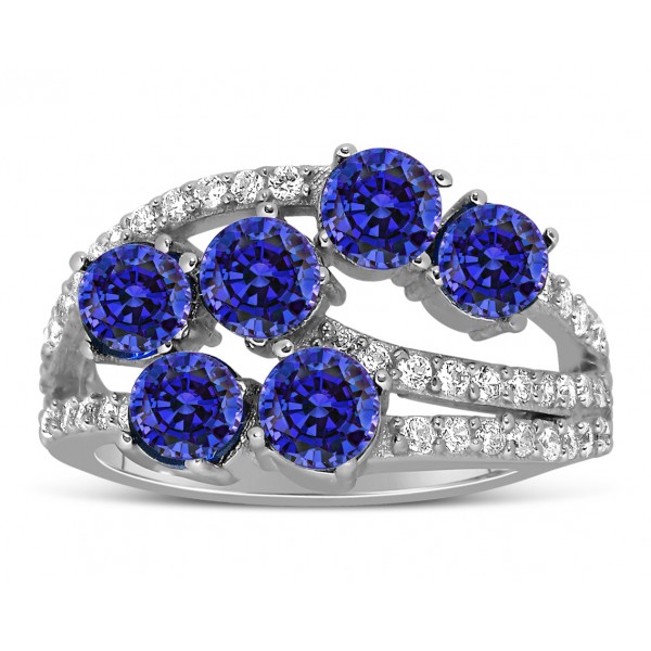 Unique 2 Carat blue Sapphire and Diamond Ring for Women - JeenJewels