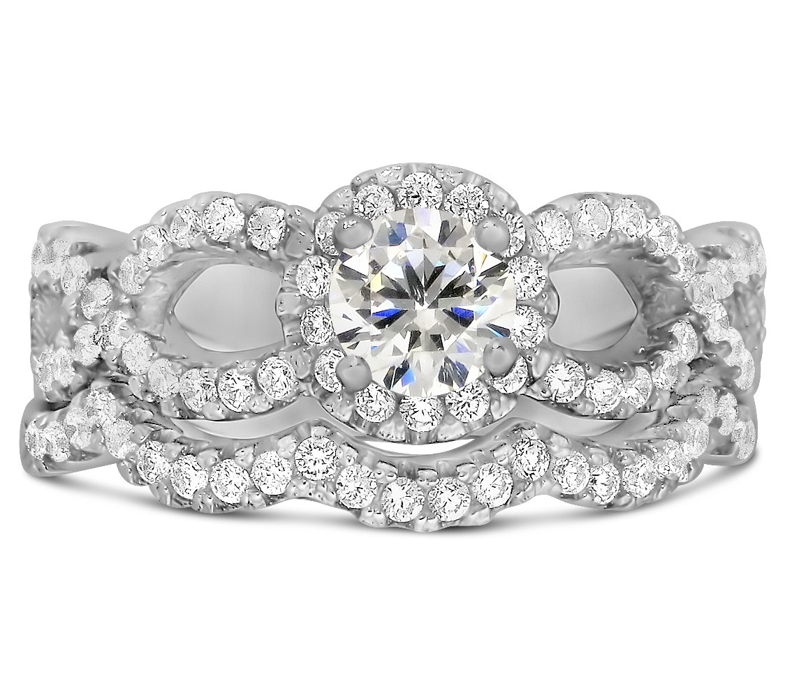 2 Carat Round Infinity Wedding Ring Set In White Gold 