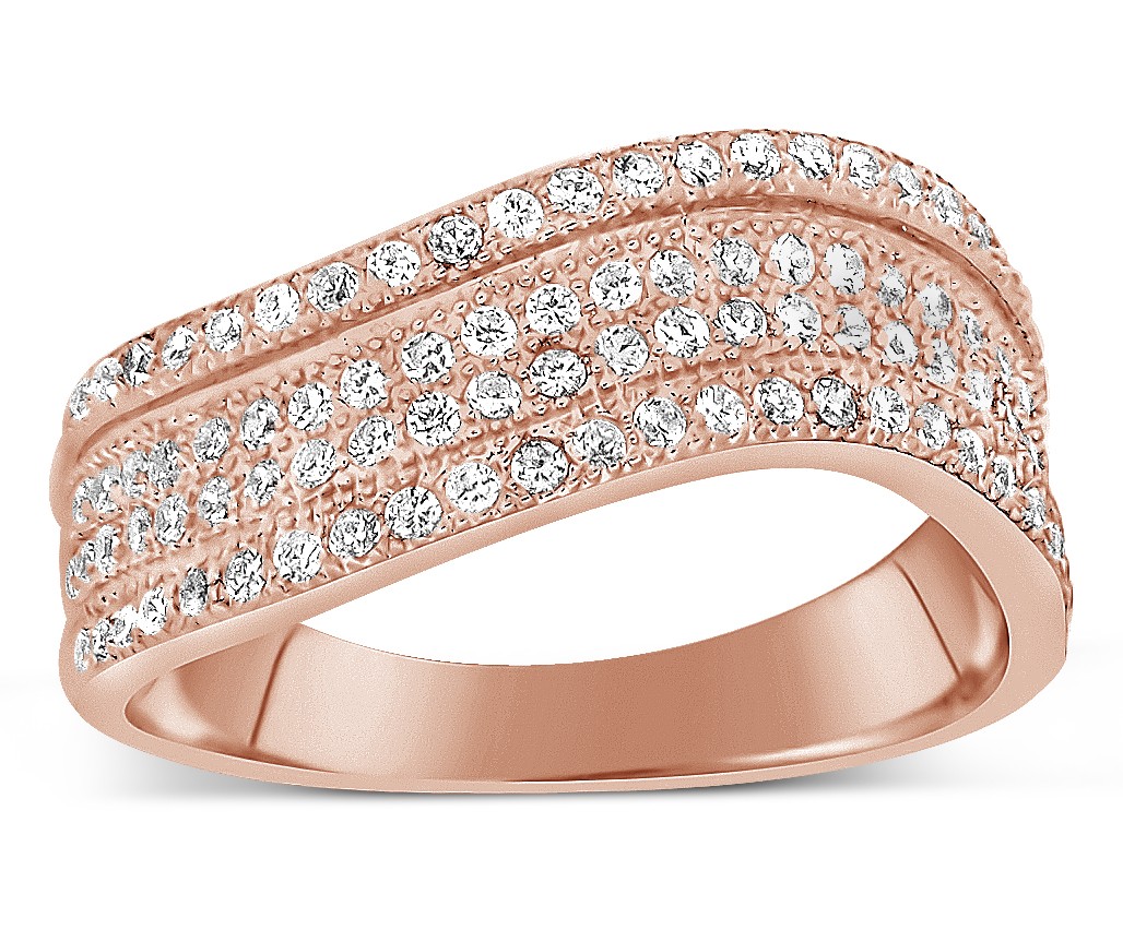 1 Carat Designer Luxurious Diamond Wedding Ring Band in Rose Gold ...