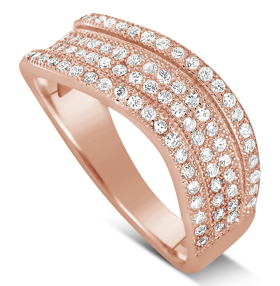 1 Carat Designer Luxurious Diamond Wedding Ring Band in Rose Gold ...