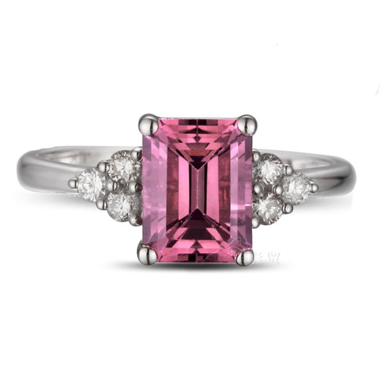 1.25 Carat emerald cut Pink Sapphire and Diamond Engagement Ring for ...