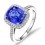 Antique 1.50 Carat cushion cut Sapphire and Diamond Halo Engagement Ring in White Gold