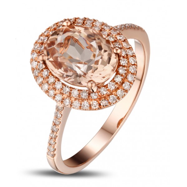 Luxurious 2.50 Carat Morganite and Diamond Engagement Ring for Women in ...