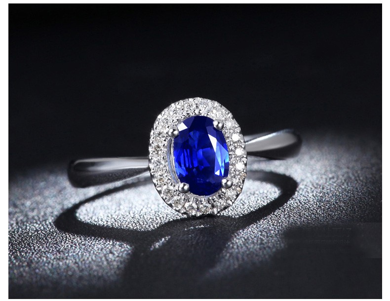 1.50 Carat Sapphire and Diamond Halo Engagement Ring in White Gold for ...