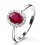 Classic 1 Carat Ruby and Diamond Halo Engagement Ring in White Gold for Women