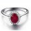 Classic 1 Carat Ruby and Diamond Halo Engagement Ring in White Gold for Women