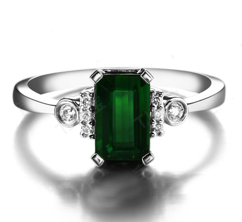 Beautiful 2 Carat Emerald and Diamond Engagement Ring in White Gold for ...