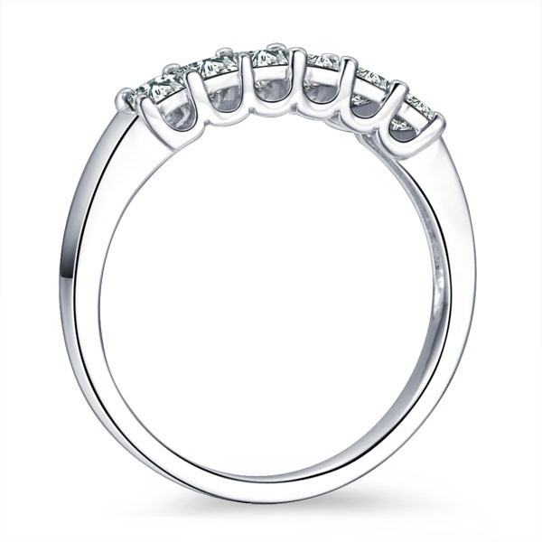 1.00 Carat Princess cut Diamond Wedding Band on 10k White Gold - JeenJewels