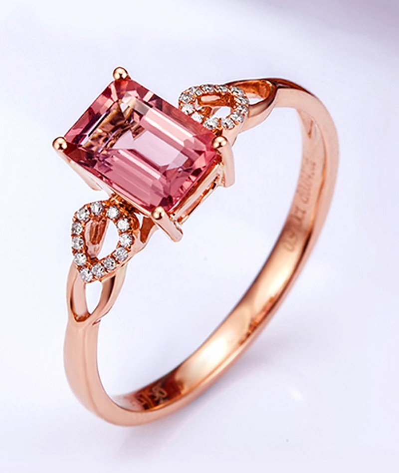 Beautiful 1 Carat Pink Sapphire and Diamond Engagement Ring in Rose ...