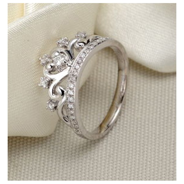 Unique Princess Crown Half Carat Diamond Engagement Ring in White Gold ...