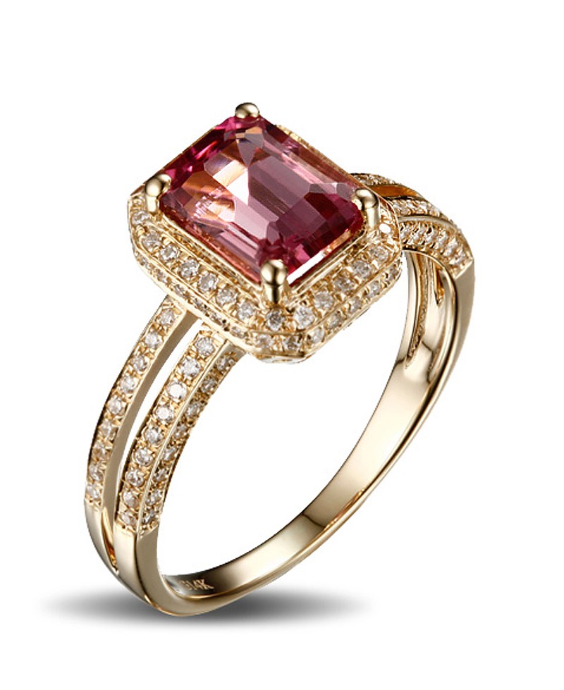 Double Halo Ruby and Diamond Ring in 10K Yellow Gold – Ann-Louise Jewellers