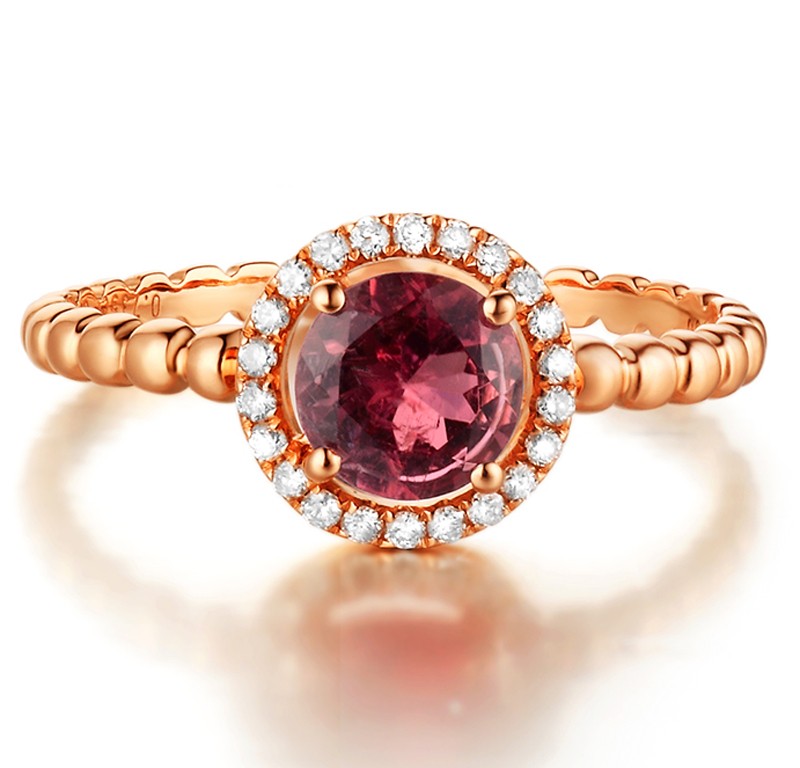 Excellent 1 Carat Ruby and Diamond Engagement Ring in Rose Gold