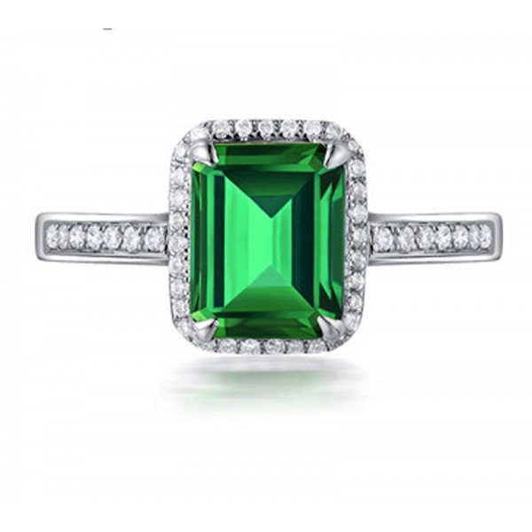 150 Carat Princess Cut Emerald And Diamond Halo Engagement Ring In