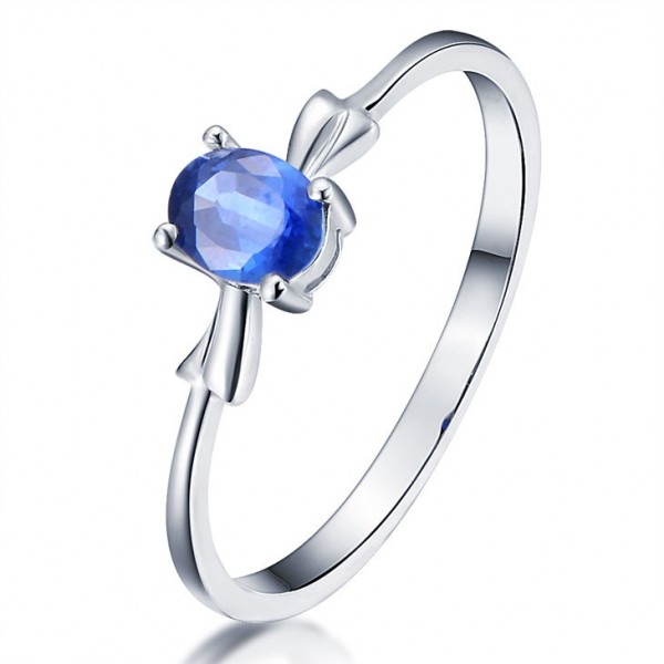 Beautiful Sapphire Engagement Ring On 10k White Gold - Jeenjewels