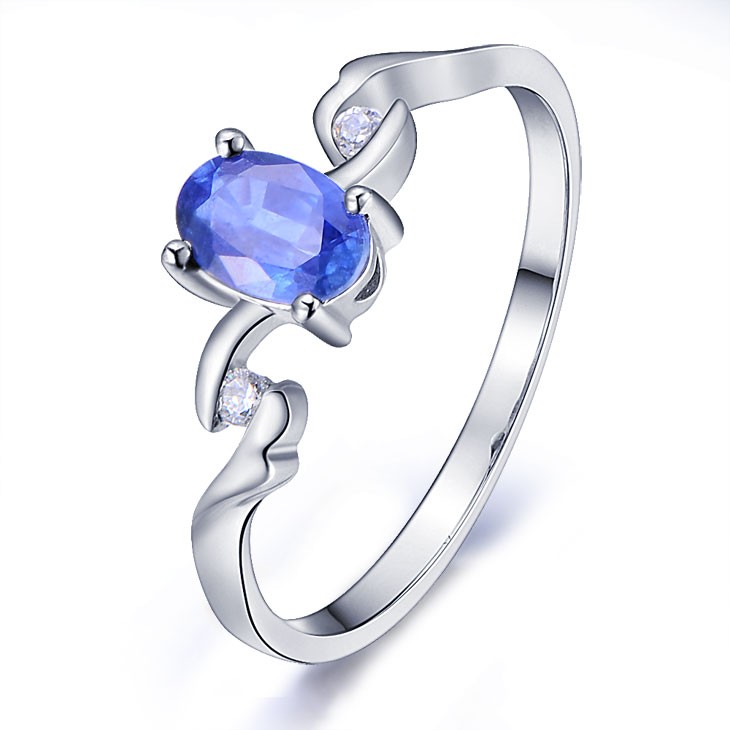 Inexpensive Sapphire Engagement Ring with Diamonds on 10k White Gold ...