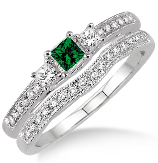 Emerald stone bridal on sale set