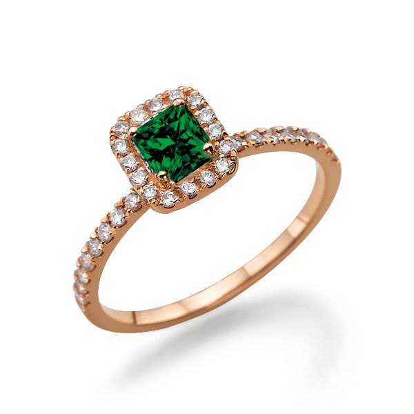 150 Carat Emerald Cut Emerald And Diamond Halo Engagement Ring In 10k Rose Gold Jeenjewels 6472