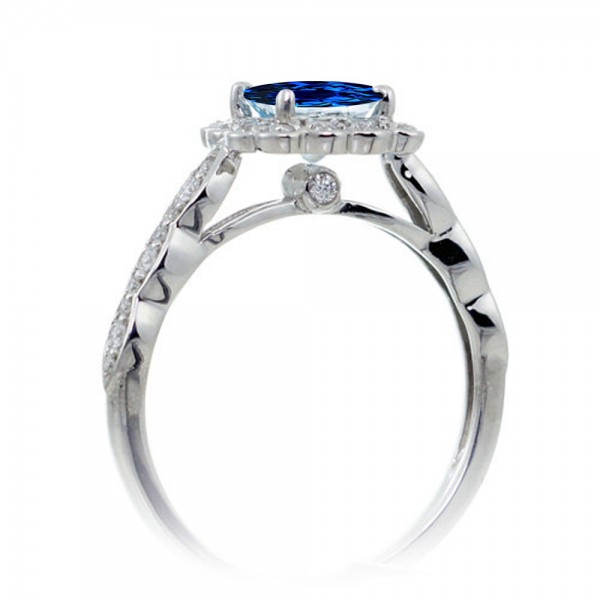 2 Carat Princess Cut Sapphire and Diamond Wedding Ring set on 10k White ...
