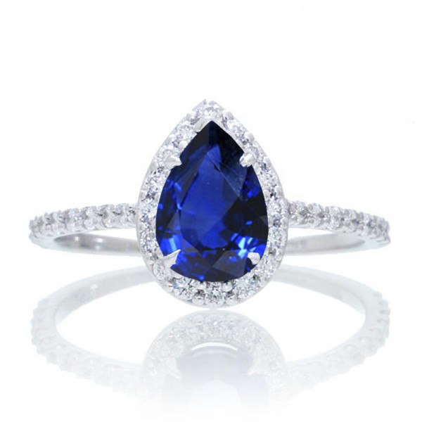1.5 Carat Classic Pear Cut Sapphire With Diamond Celebrity Engagement ...
