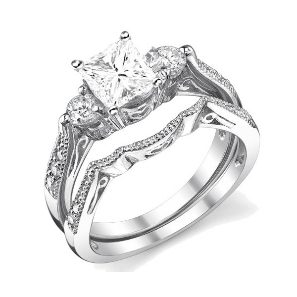 2Ct Round Cut Simulated Diamond Engagement Bridal Ring Set 14K White Gold  Plated | eBay
