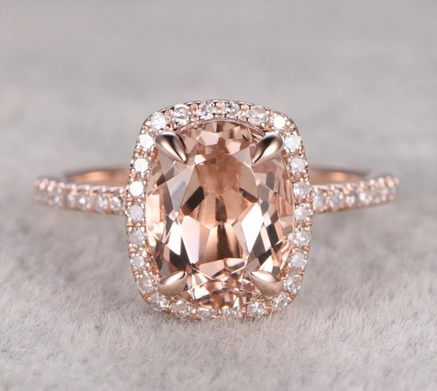 Limited Time Sale 1.25 carat Antique Halo Morganite and Diamond ...