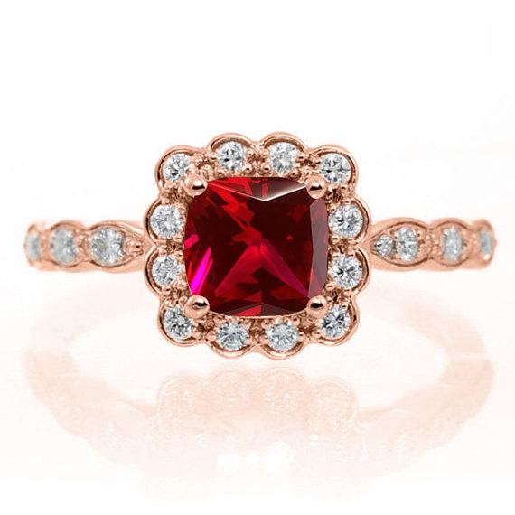 Limited Time Sale: 1.50 Carat Red Ruby (Round cut Ruby) and Diamond ...