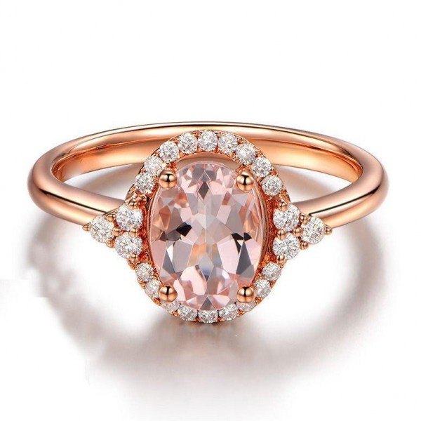 Limited Time Sale 1.25 carat Morganite (Oval cut Morganite) and Diamond ...